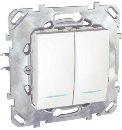 UNICA 2 INTRERUPATOARE CU IND.LUMINOS 1M ALB