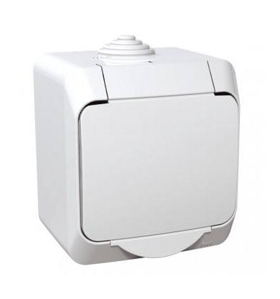 CEDAR PRIZA SIMPLA SCHUKO 2P+E PT CAPAC ALB IP 44