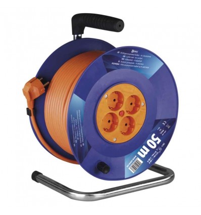 ELX DERULATOR SCHUKO 16A 4P 25M FARA INTRERUPATOR IP20 3X1,5MM TAMBUR PLASTIC 